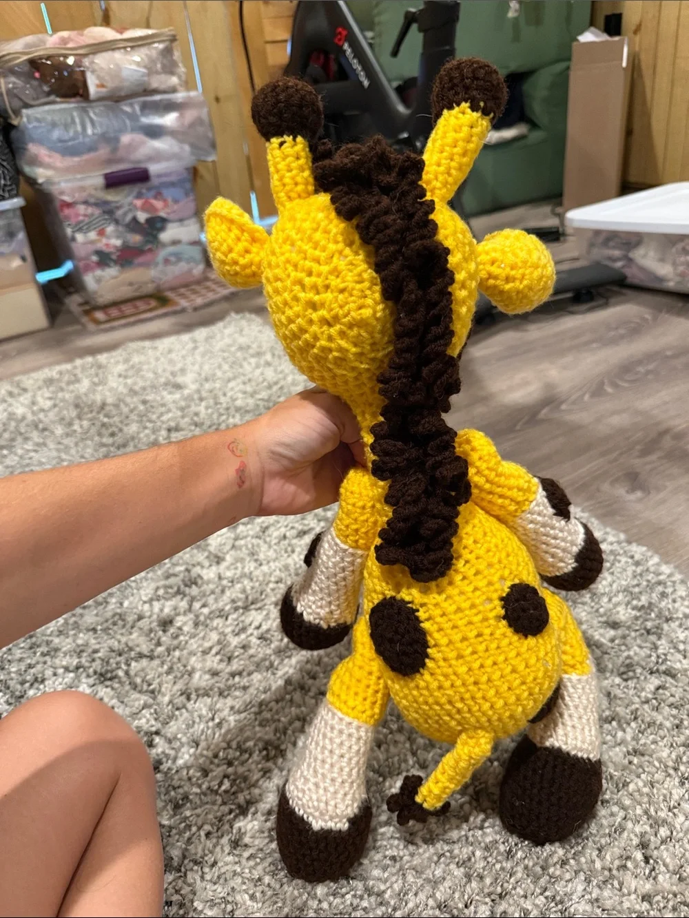 Handmade Yellow Crocheted Giraffe Plush Toy by